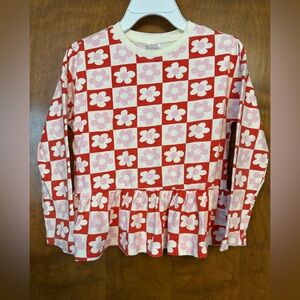 Hanna Andersson Red and Pink Floral Long Sleeve Tee